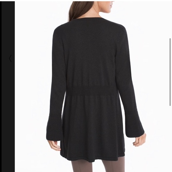 White House Black Market Black Shimmer Bell Sleeve Cardigan - Picture 2 of 9